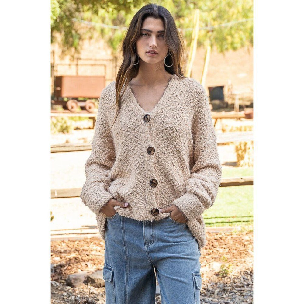 POL Clothing Oat Hoodie Popcorn Sweater Cardigan Fall Winter New S-L POL10